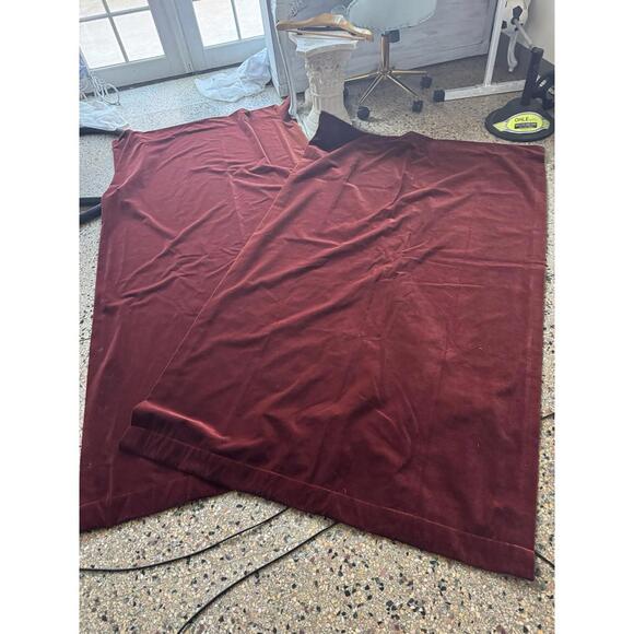 Restoration Hardware (2) Velvet Curtain Panels Red 49 By 96 Pocket DBL Blackout